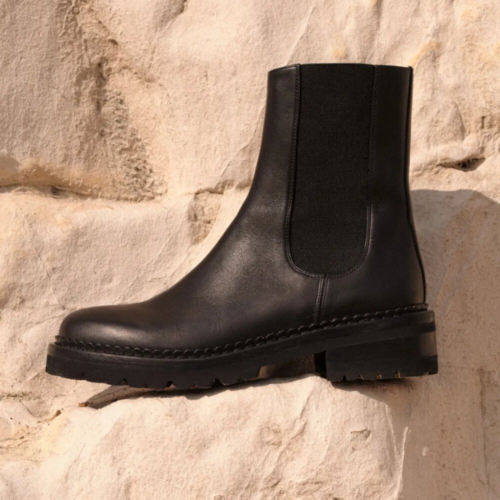 ME + EM Chunky Chelsea Boot Italian Leather in Black Size 39 1/2 (US 9.5) - Picture 2 of 7